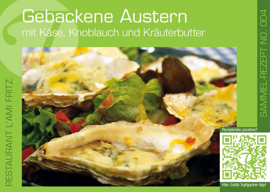 Rezeptsammelkarte - Gebackene Austern mit Käse, Knoblauch und Kräuterbutter