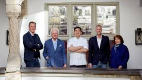 „Das kulinarische Ensemble“ (von links nach rechts): Marc Uebelherr, Thomas Radmer, Tohru Nakamura, Felix Radmer und Inge Vogt